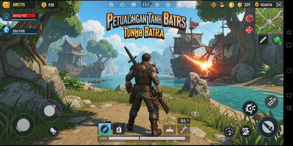 Tangkapan layar gameplay AMS789 yang menunjukkan petualangan seru di dunia terbuka.