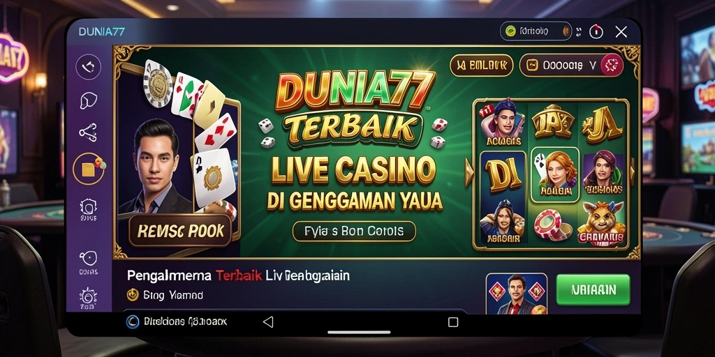 Tampilan gameplay Live Casino yang menakjubkan di DUNIA77.