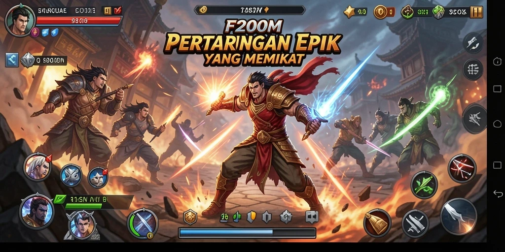 Tangkapan layar menunjukkan aksi bertarung seru dalam F200M.