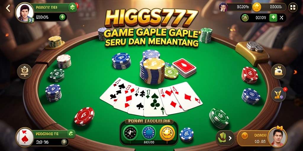 Tampilan gameplay seru HIGGS777 dalam permainan Gaple.