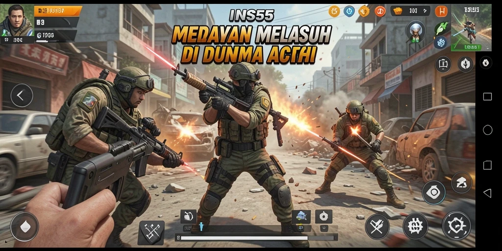 Tangkapan layar utama INS55 menunjukkan aksi mendebarkan dalam pertempuran.