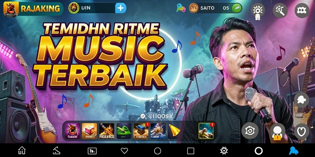 Gameplay seru di RAJAKING dengan berbagai lagu yang menarik.